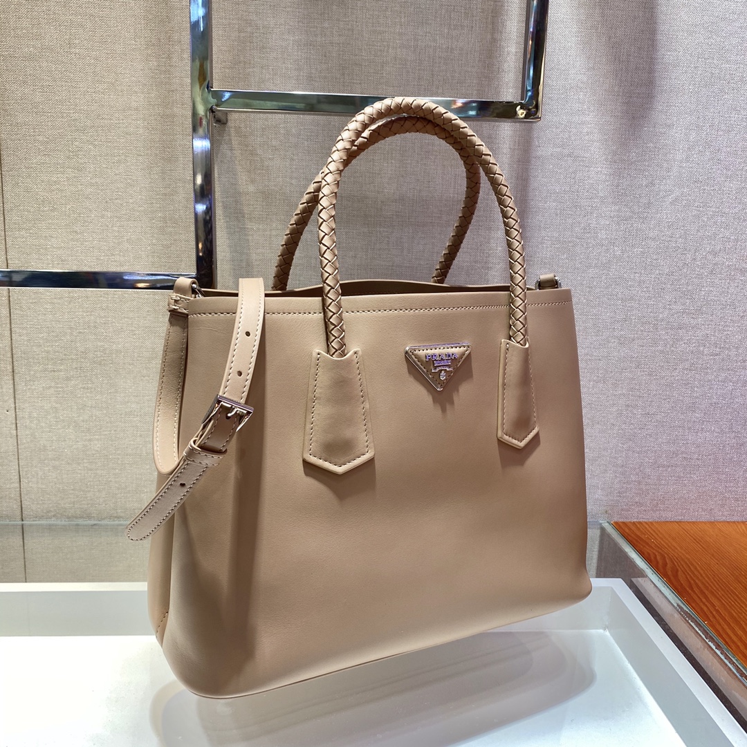 Prada Double Leather Bag Shoulder Bag Sand Beige 1BG775